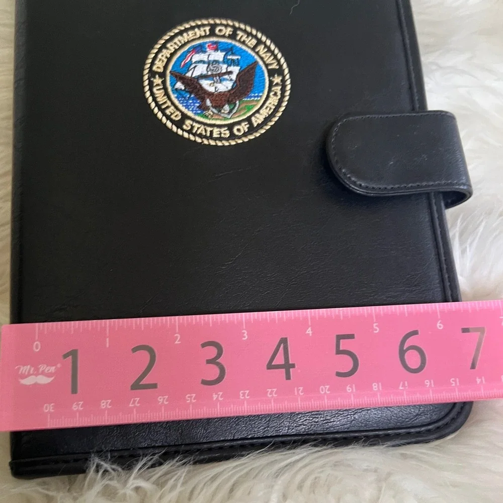 US Navy Department of the Navy Black Leather 3-Ring Binder Planner Cover
